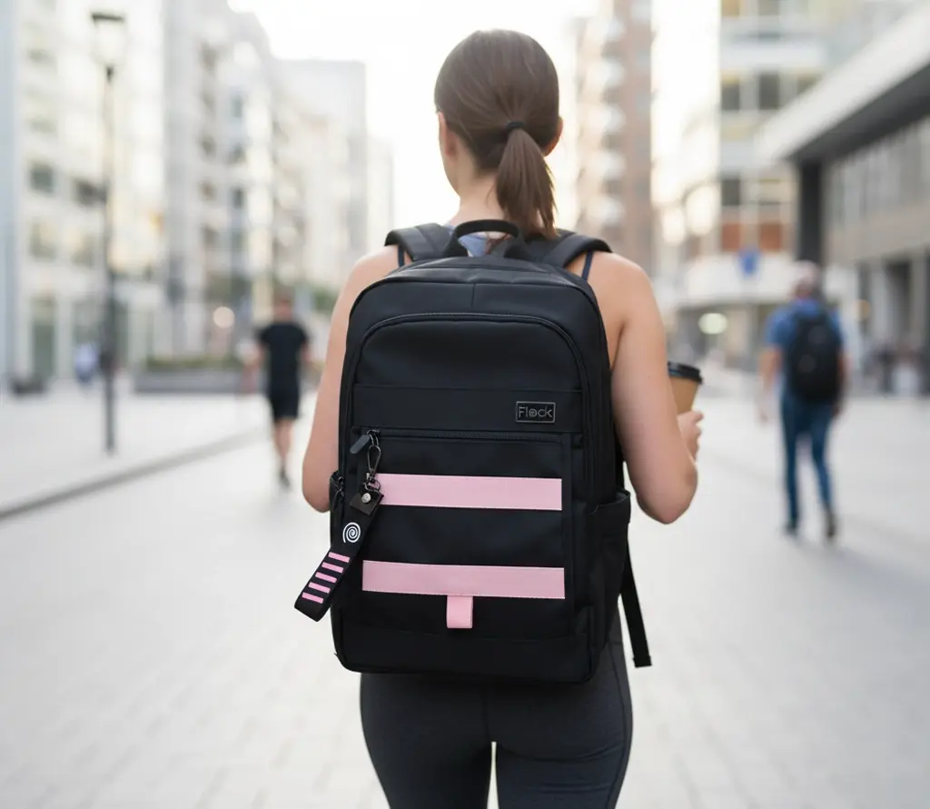 Morral Traveler Sports Negro Con Mujer Ciudad